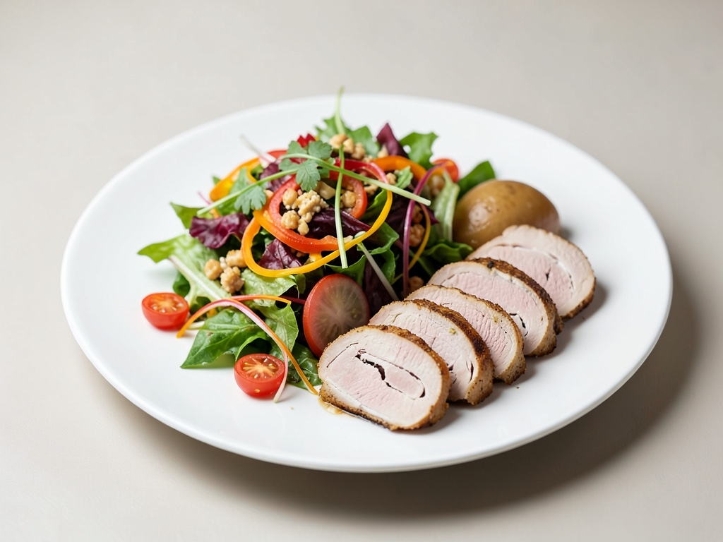 Insalata colorata con involtini di tacchino