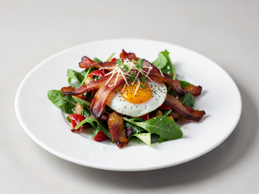 Insalata croccante di pancetta con uovo e parmigiano