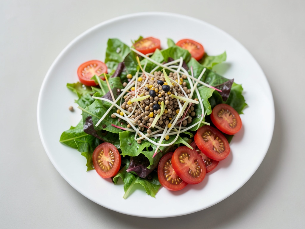 Insalata croccante di germogli con pomodori