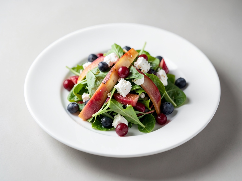 Insalata di foglie fruttata con formaggio di capra e bacche