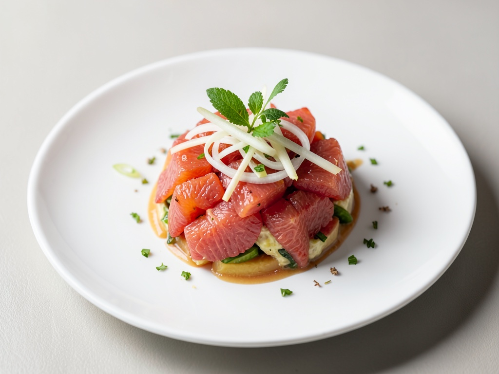 Insalata di pompelmo rosa con cipollotti