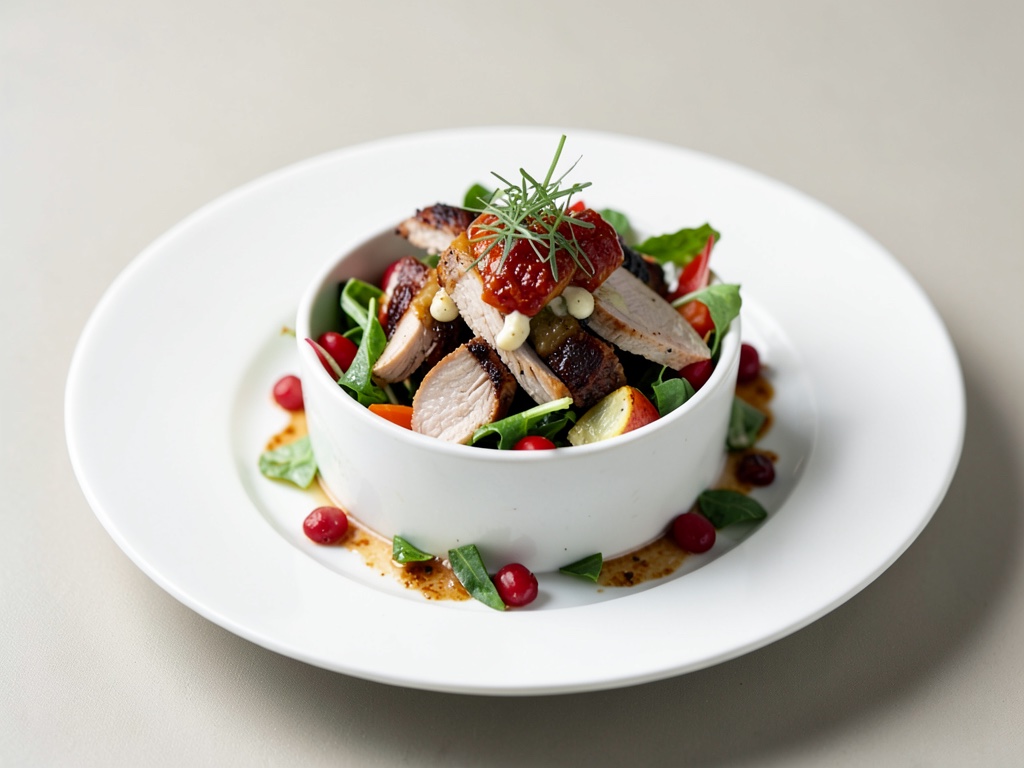 Pollo affumicato su insalata fresca