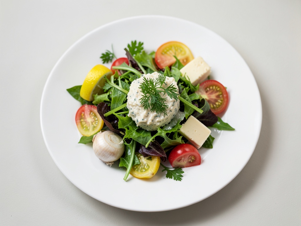 Zuppa cremosa di insalata con burro alle erbe fresco