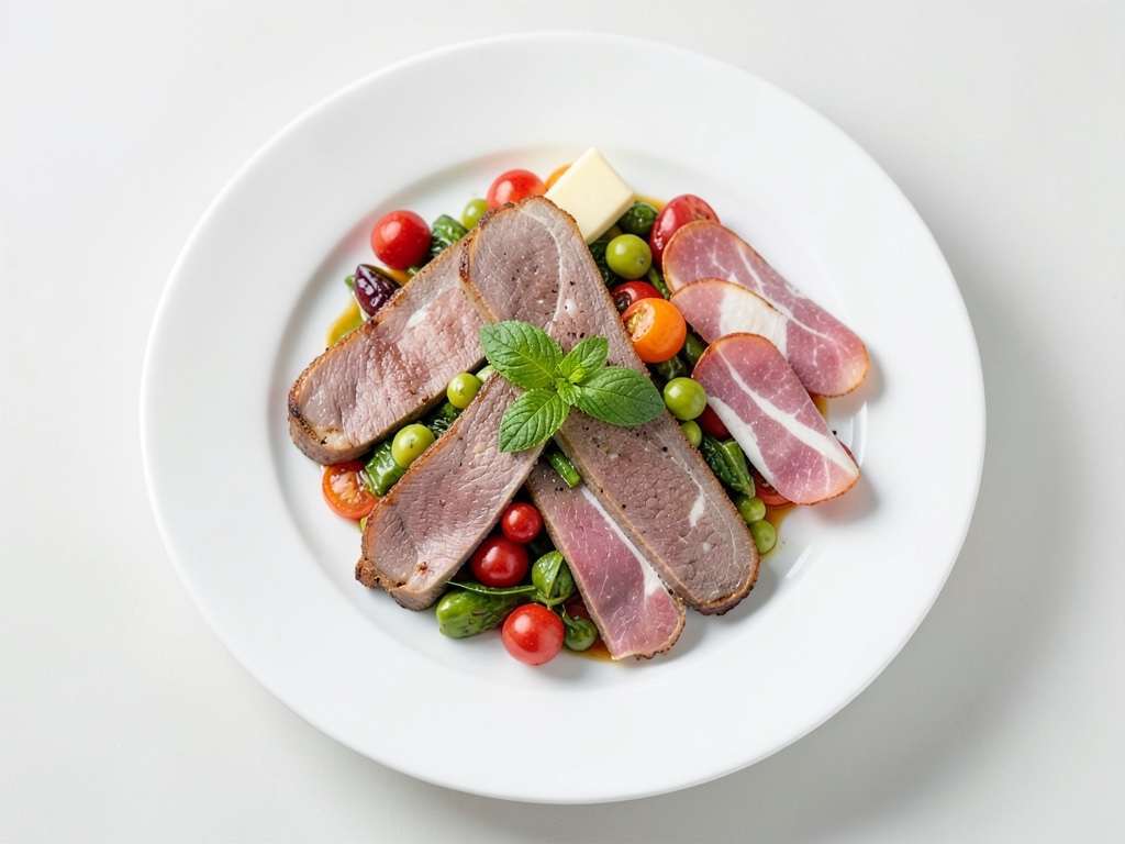 Cotoletta di vitello con prosciutto, salvia e piselli