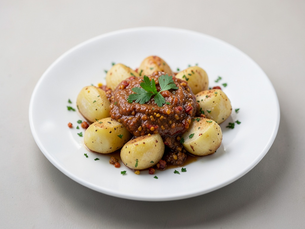 Patate salate delle Canarie con dip di pane piccante