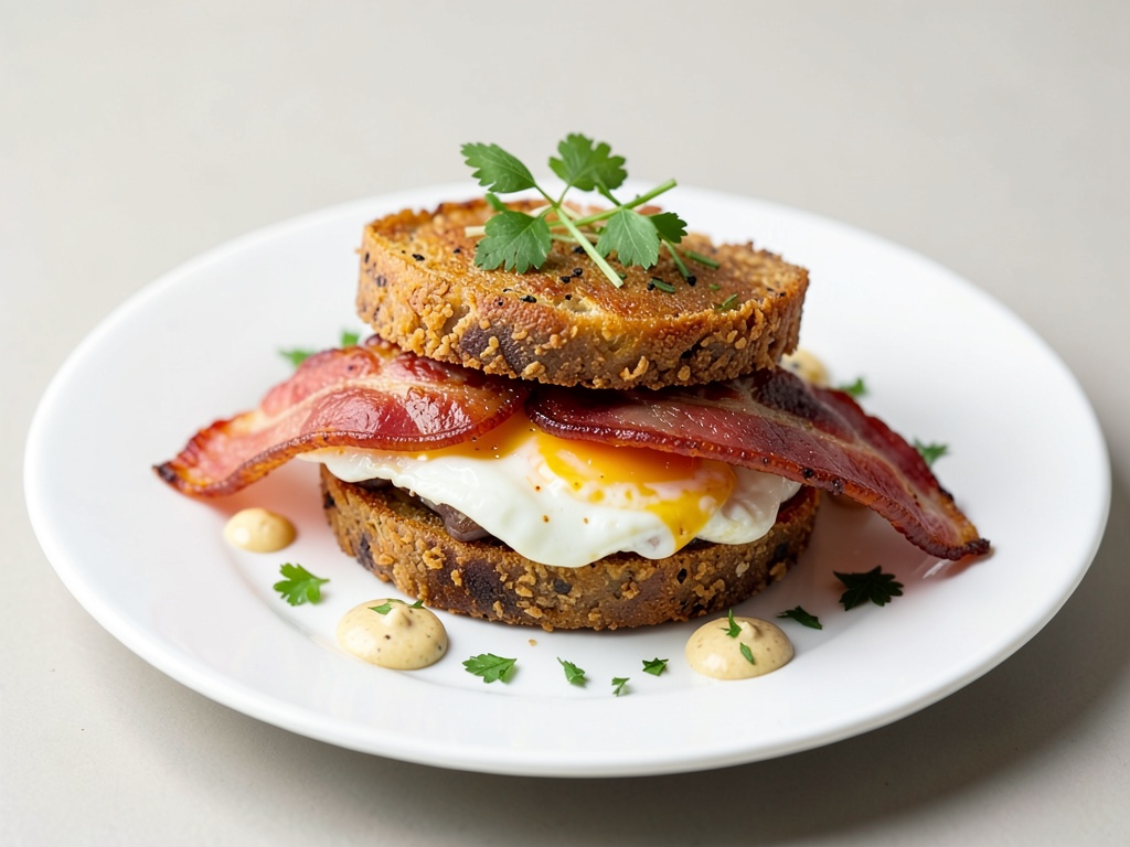 Sandwich croustillant au bacon et à l'œuf