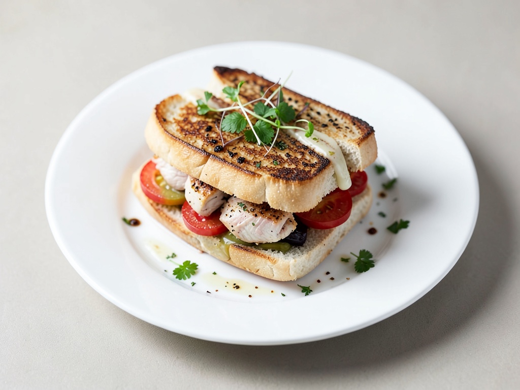 Sandwich di pollo e frutta