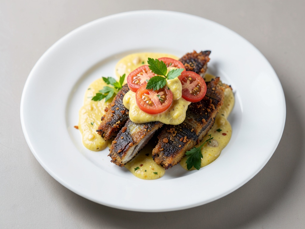 Sardines croustillantes avec vinaigrette tomate-œuf fraîche
