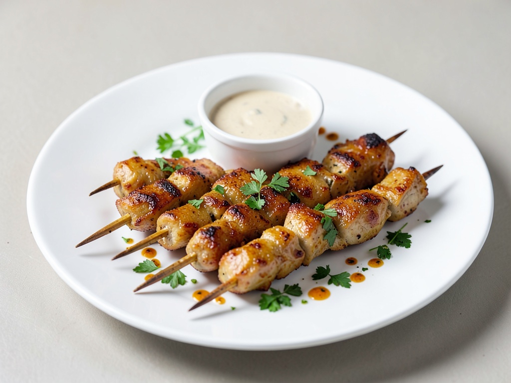 Spiedini di Satay di pollo con salsa di arachidi