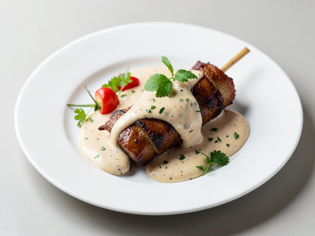 Satay di pollo con salsa cremosa di arachidi