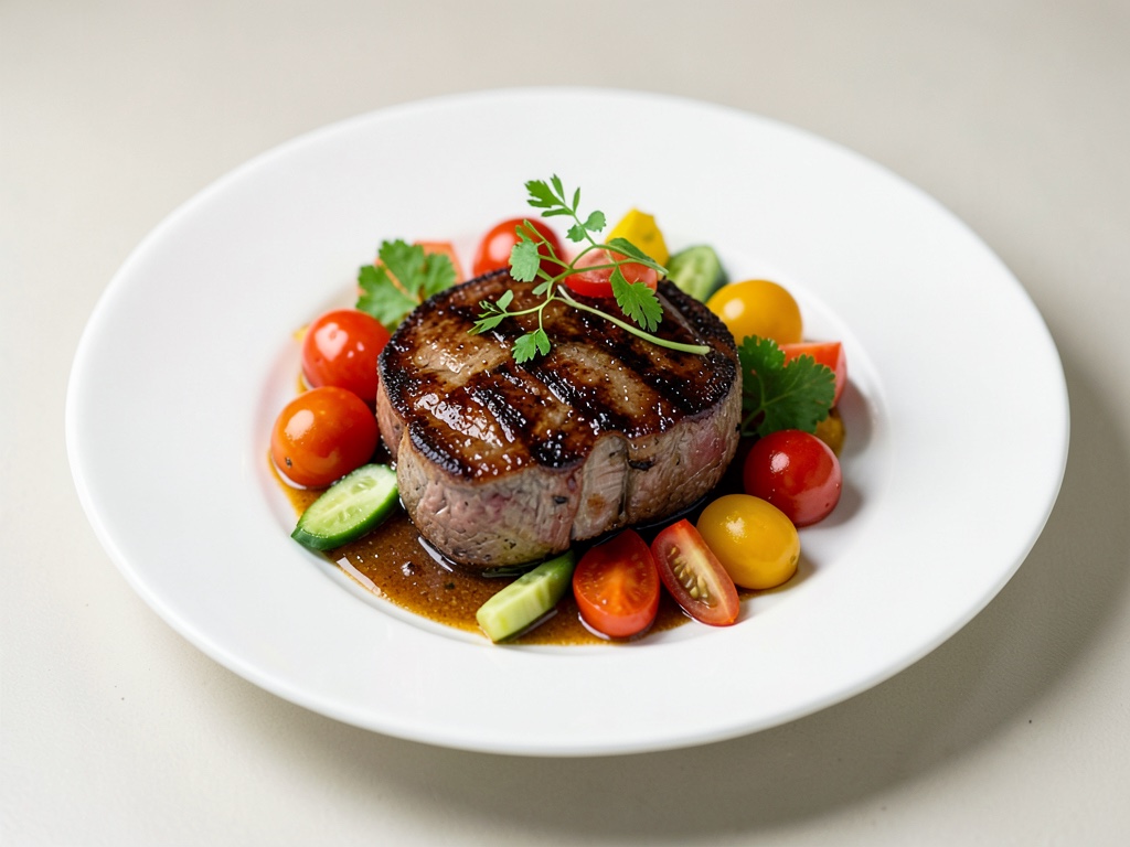 Côtelettes grillées avec légumes colorés