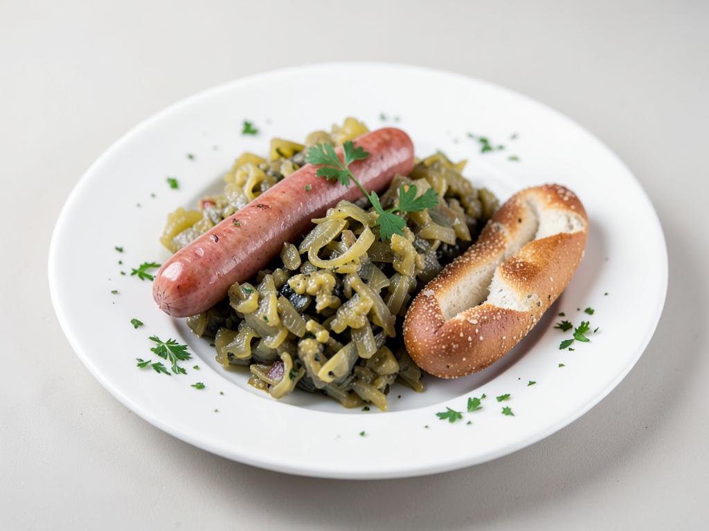 Sauerkraut con salsiccia bianca e pretzel