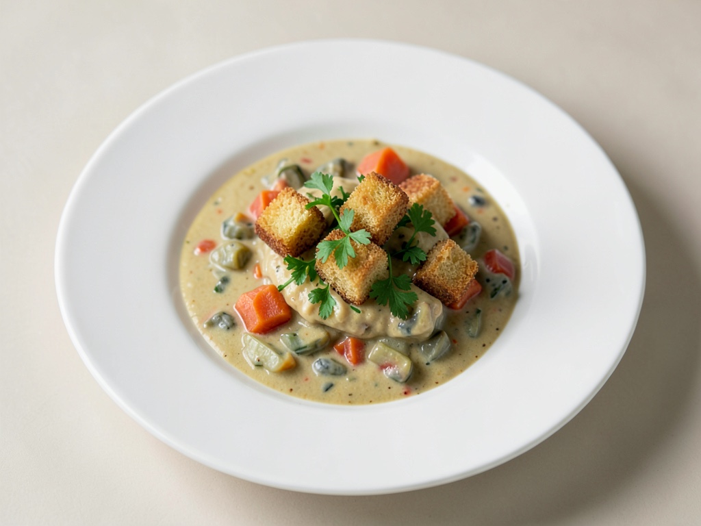 Zuppa cremosa di crauti e carote con croûton croccanti
