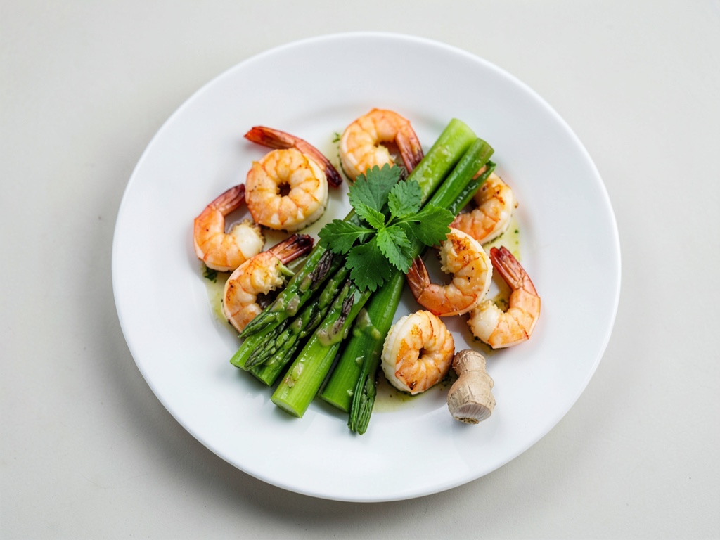 Gamberi con asparagi verdi