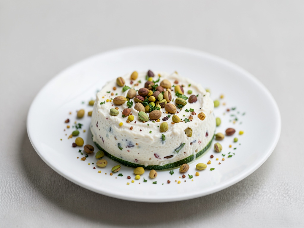 Dip cremoso al formaggio di pecora con pistacchi e zucchine
