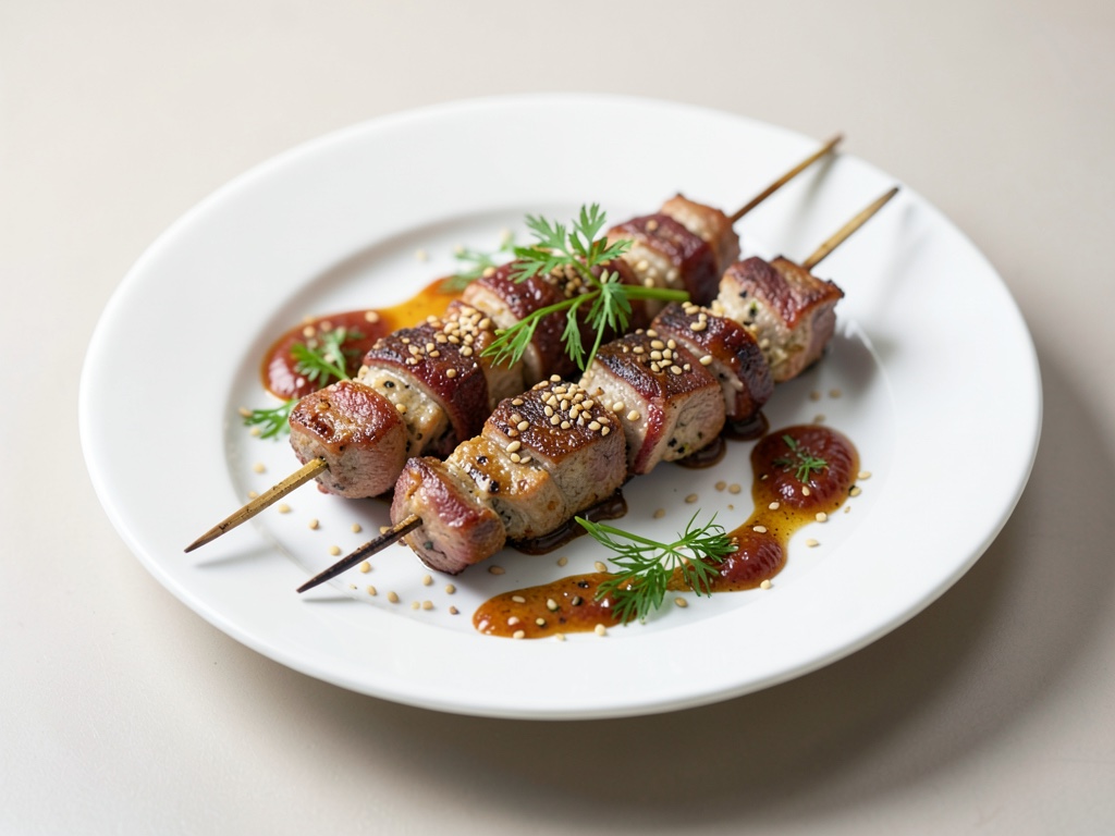 Brochetas de queso de oveja marinado con sésamo y hinojo