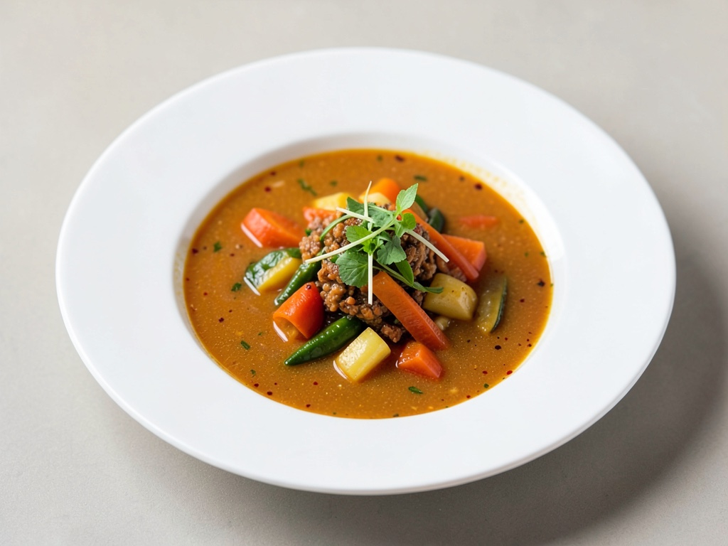 Sopa asiática de verduras picante y ácida