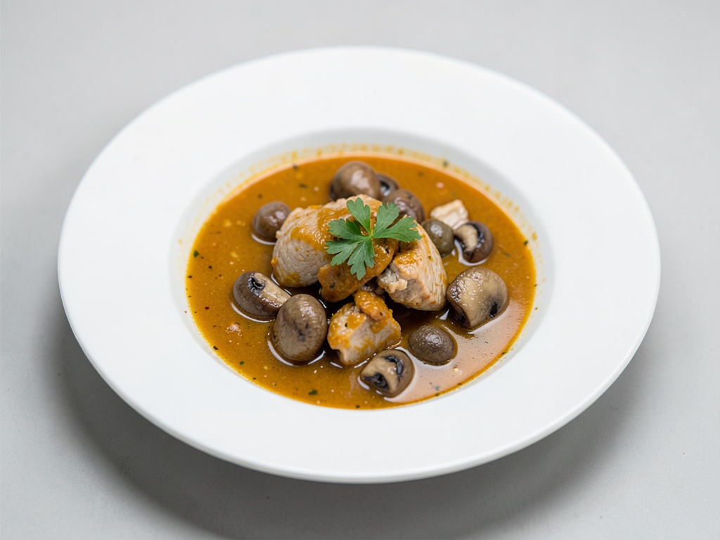 Zuppa di pollo piccante con funghi Mu-Err