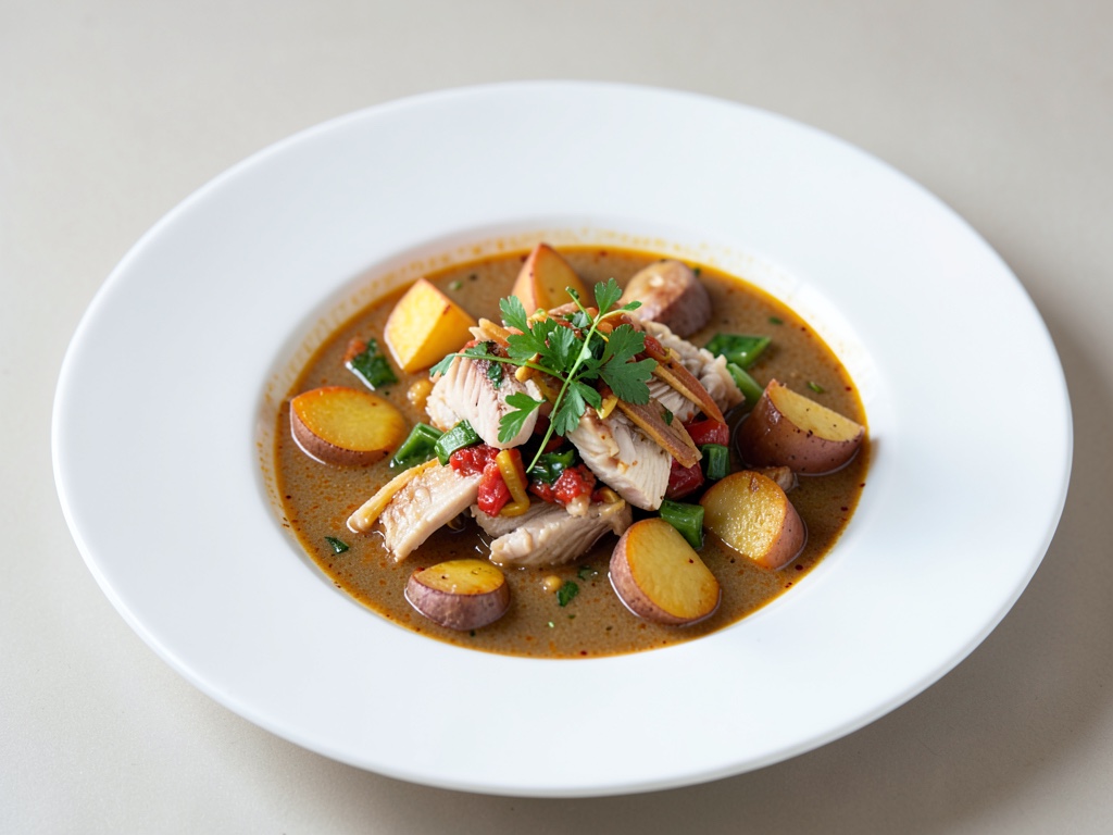 Zuppa di pesce speziata con patate dolci