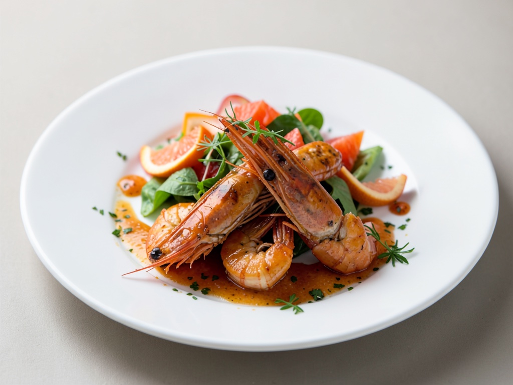 Scharfe Garnelen mit Grapefruit-Salat