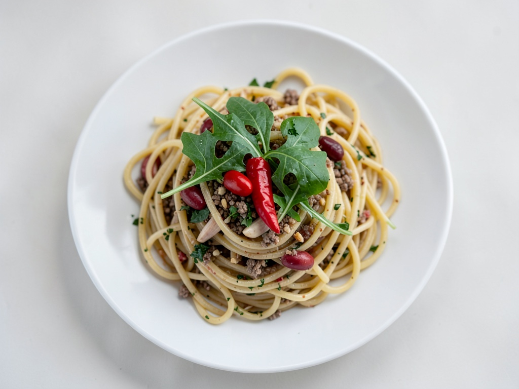 Würzige Knoblauch-Spaghetti mit Rucola