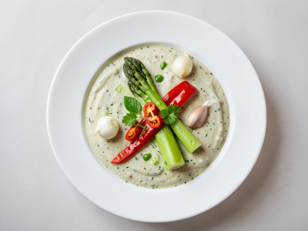 Zuppa cremosa al cocco e asparagi verdi