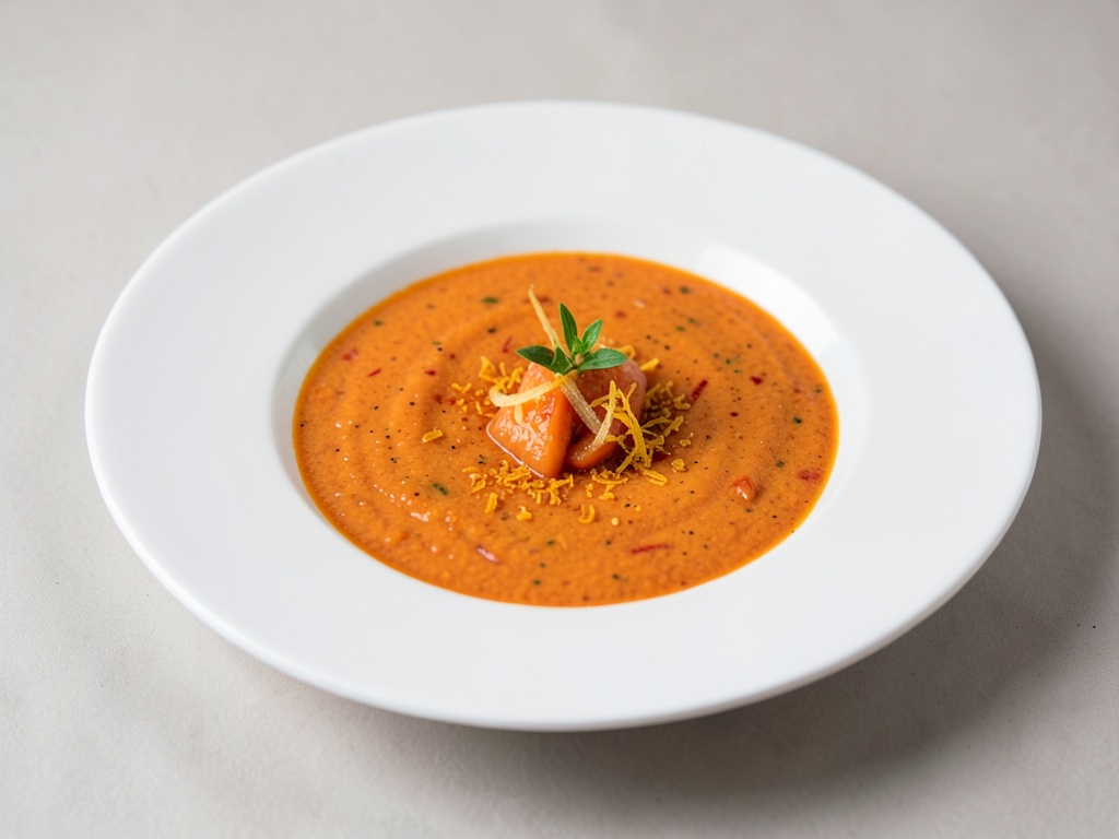 Sopa picante de zanahoria y jengibre con toque de naranja