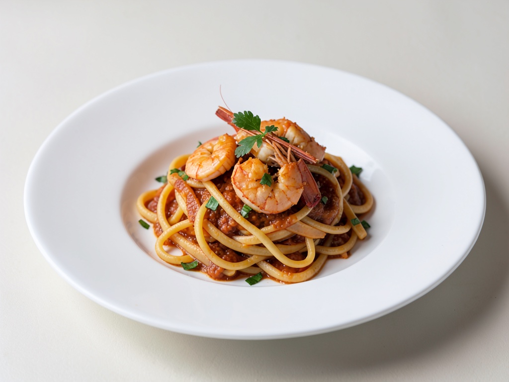 Scharfe Pasta mit Garnelen