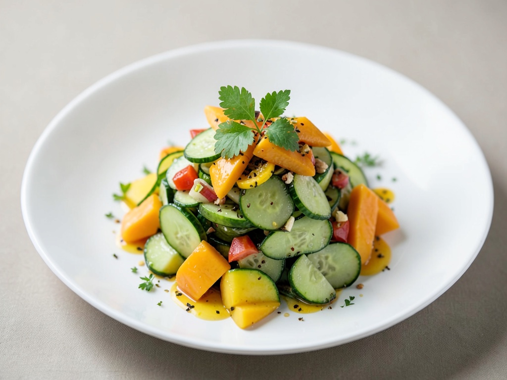 Insalata di cetrioli piccante con ananas e mango