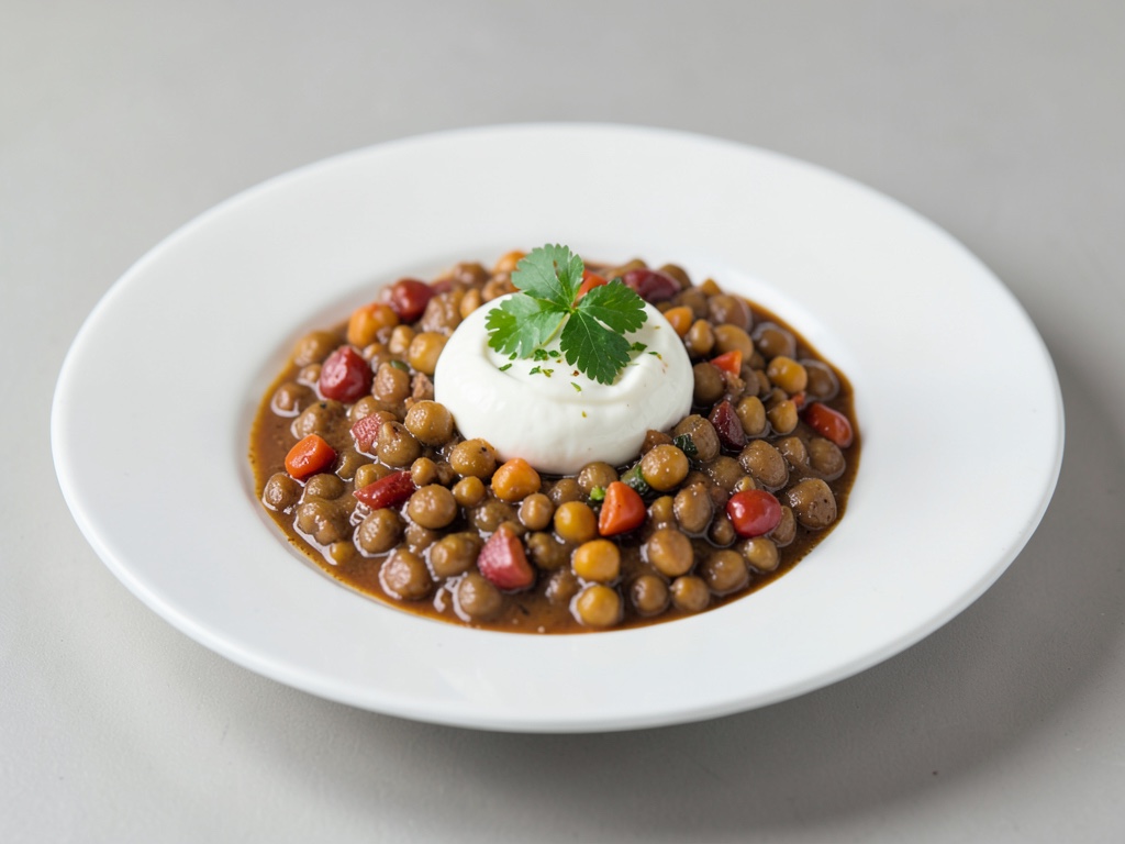 Zuppa di lenticchie piccante con yogurt al peperoncino