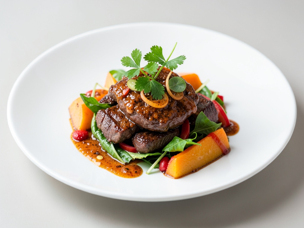 Insalata di bistecca piccante con papaya