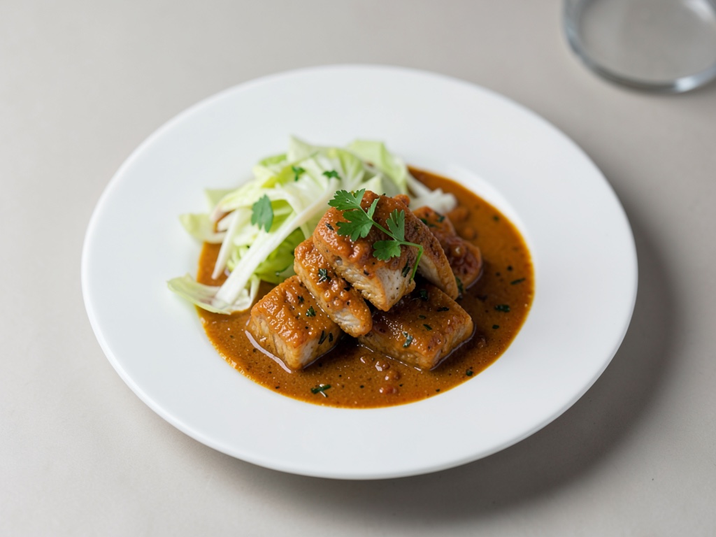 Curry di pesce piccante con cavolo