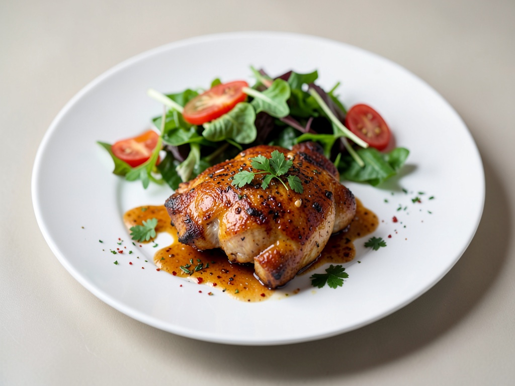 Pollo piccante al forno con insalata fresca