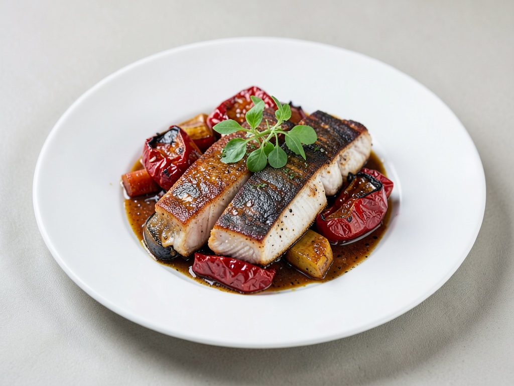 Filetes de lucio picantes con pimiento asado