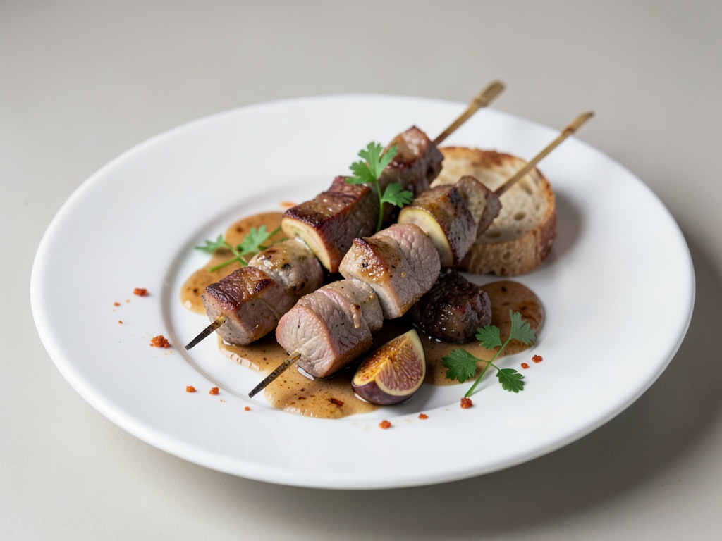 Spiedini di fegato di vitello con fichi e baguette