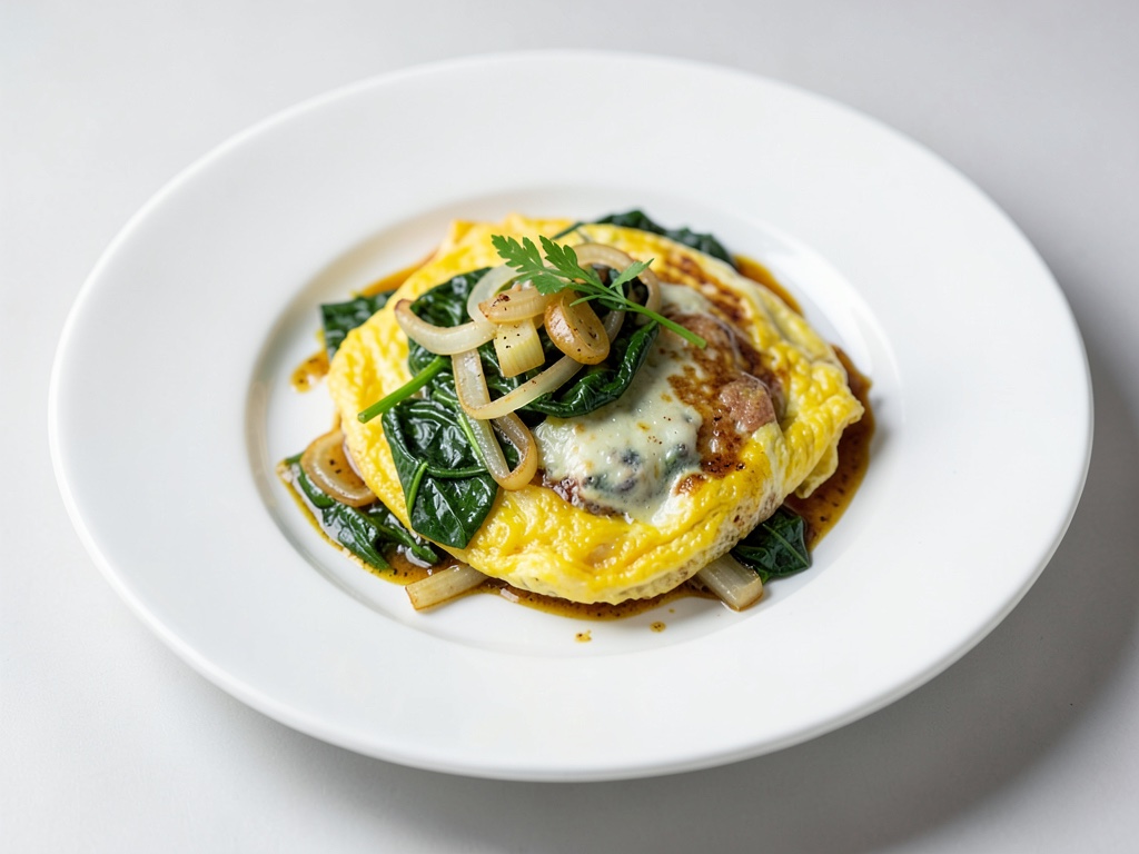 Omelette esponjoso con hinojo y espinacas