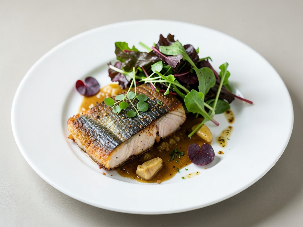 Morue croustillante sur salade de chicorée fraîche
