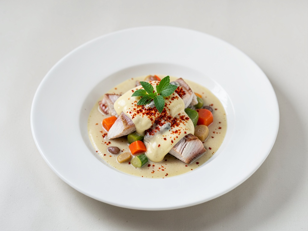 Creamy Cod and Vegetable Stew with Saffron Cream