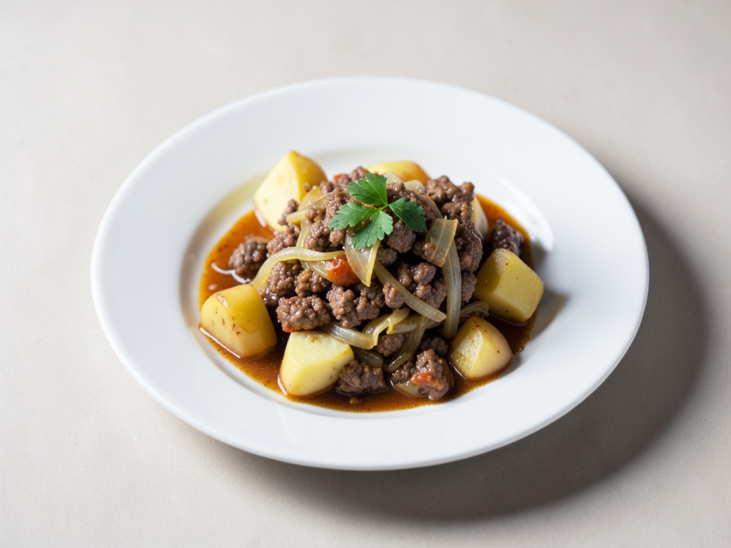 Guiso de carne picada con col y patatas