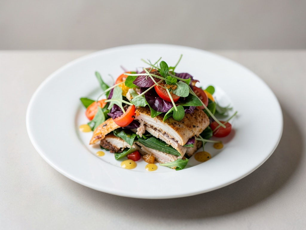 Insalata stratificata colorata con pollo