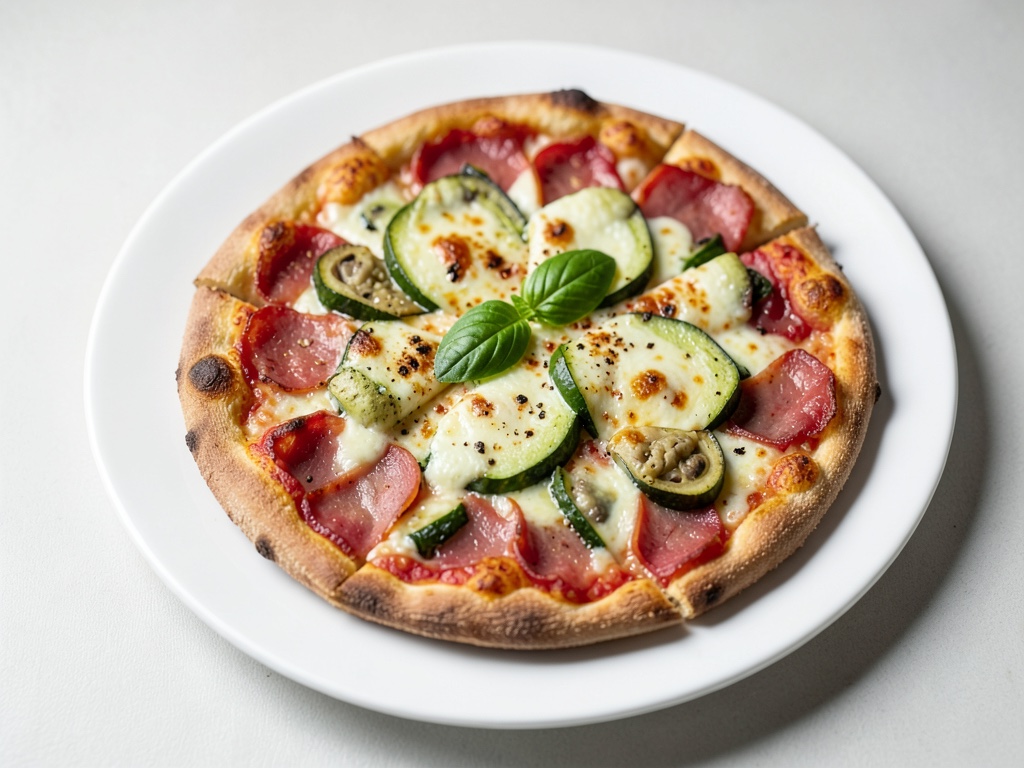 Pizza fatta in casa con prosciutto, carciofi e alici