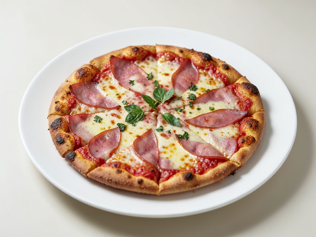 Pizza croccante al prosciutto con salsa fresca