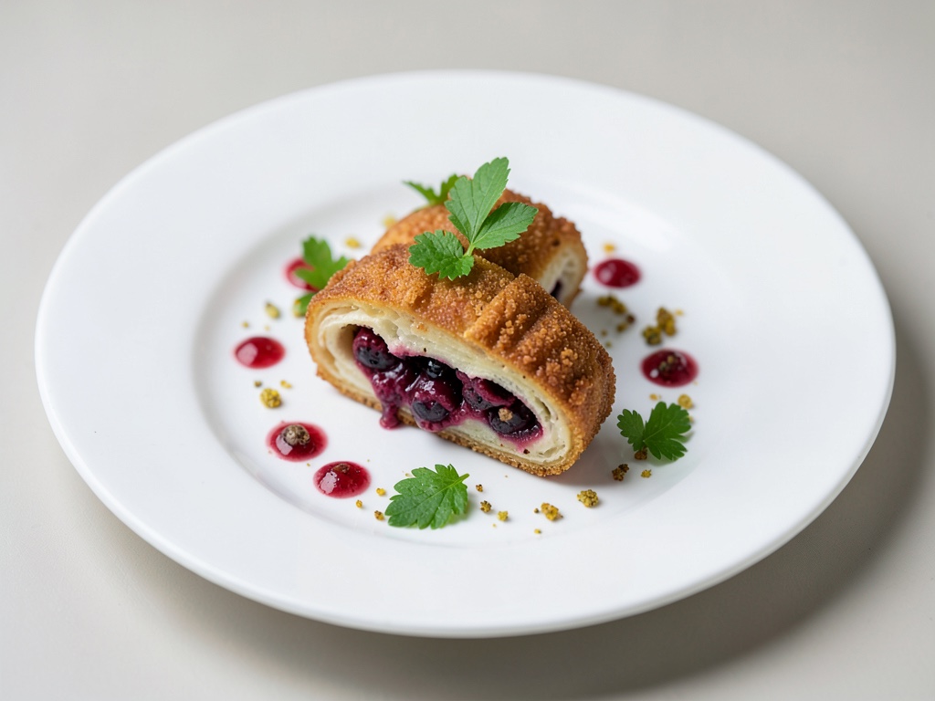 Crocchette di pasta fritta croccante con salsa ai frutti di bosco