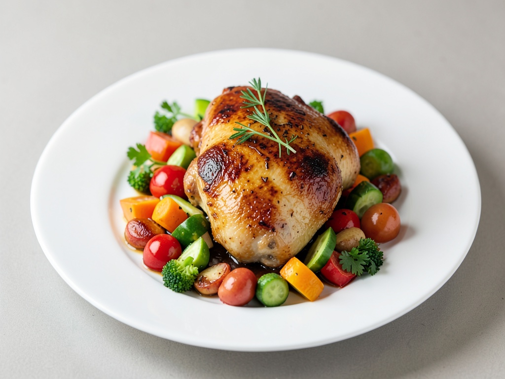 Ofen-Hähnchen mit buntem Gemüse