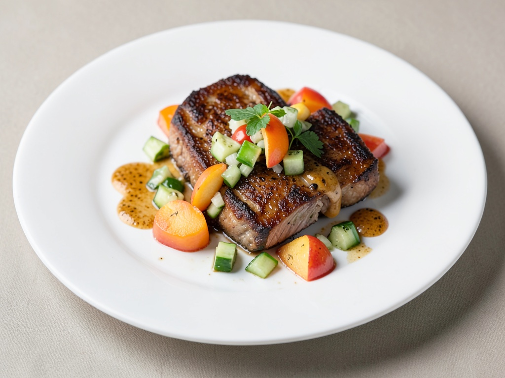 Cotolette di tacchino veloci con salsa di pesca e cetriolo