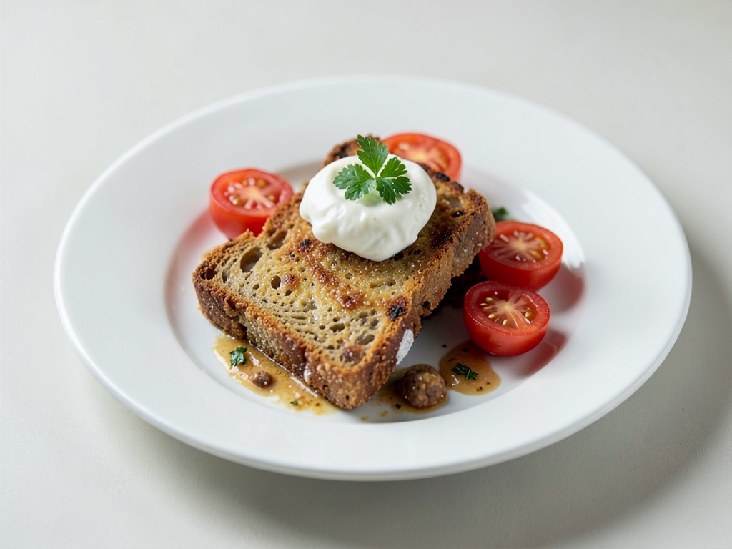 Pane croccante con crema di quark e pomodori