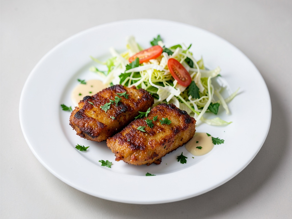Escalopes de poulet croustillantes avec salade de chou fraîche