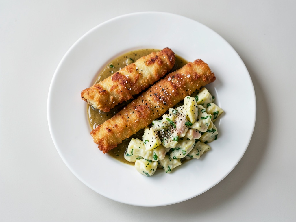 Pezzetti di cotoletta con insalata di patate