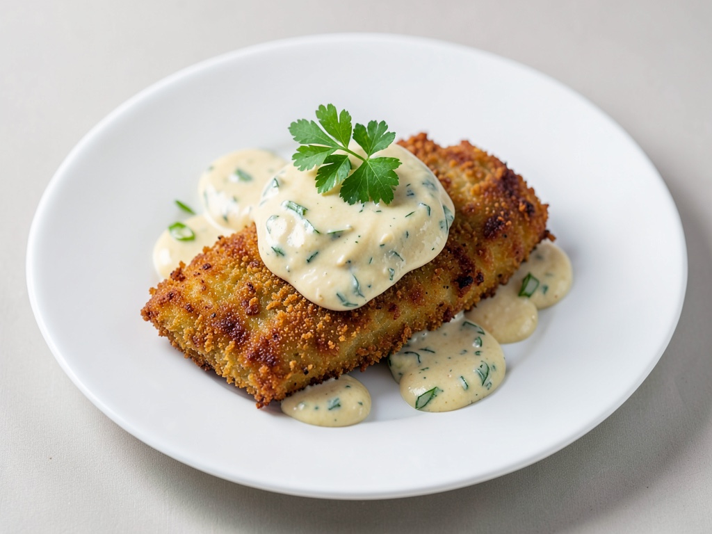 Schnitzel croccanti con crema di zucchine cremosa