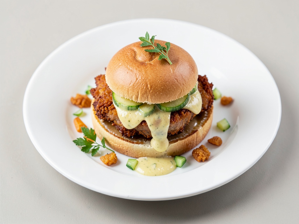 Schnitzel panino croccante con salsa di cetrioli e uova
